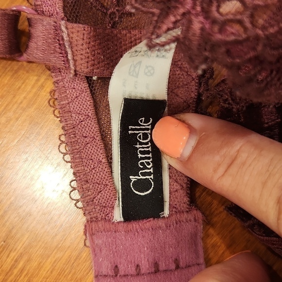 CHANTELLE Lingerie 3855 Sheer Lace Bra red wine color 32D - Picture 3 of 11